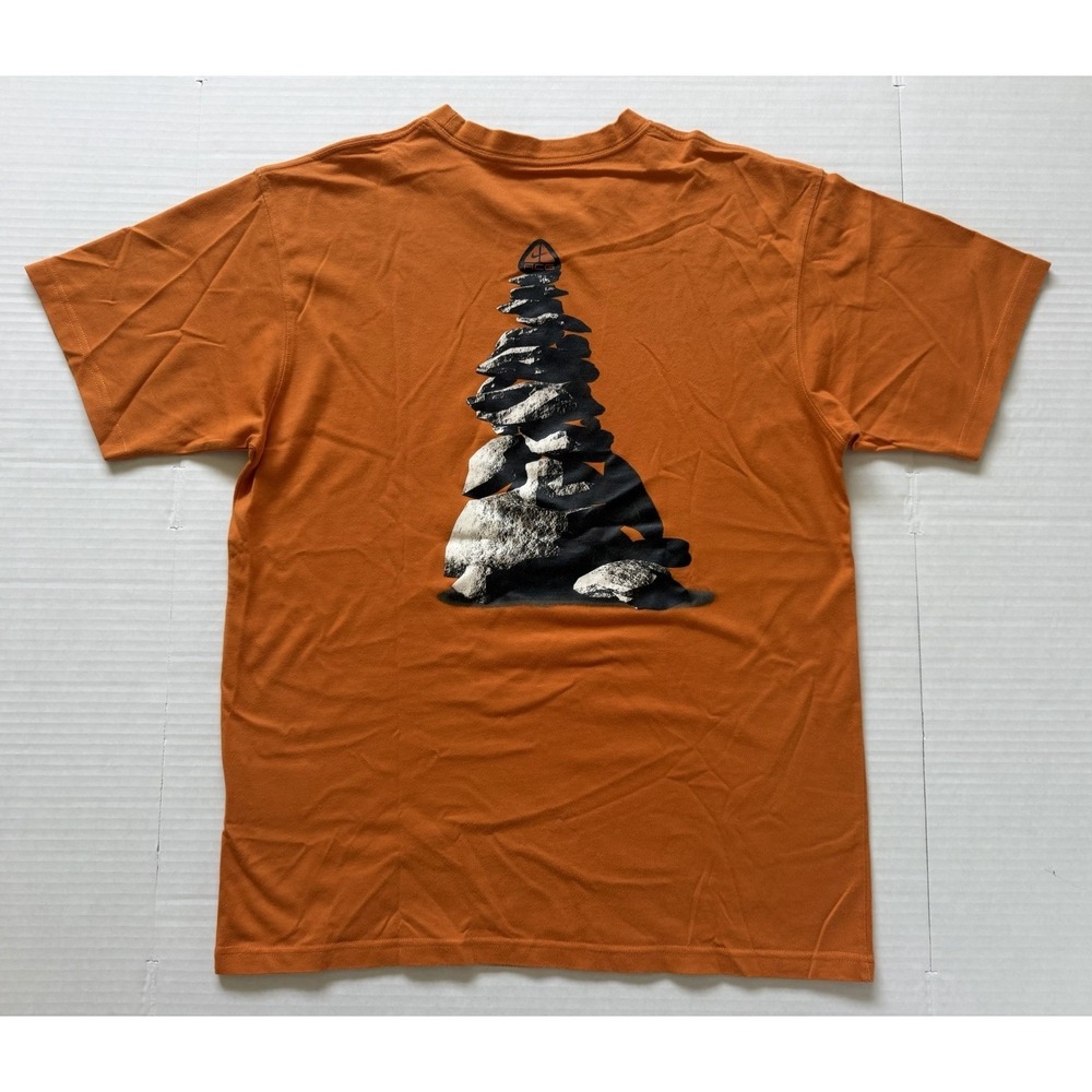 Nike ACG Vintage 2000s Shirt Cairn Rock Formation Graphic Orange Men's Medium - Picture 6 of 9